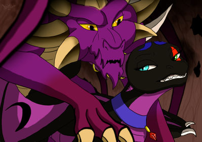 Mystery x Malefor
art by yunake
Keywords: videogame;spyro_the_dragon;dragon;dragoness;malefor;male;female;anthro;M/F;from_behind;yunake