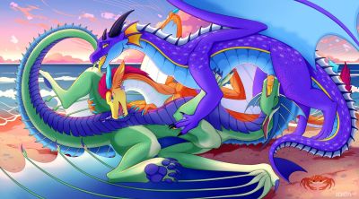 Beach Threesome
art by z0ri0n
Keywords: dragon;dragoness;male;female;feral;M/F;penis;oral;69;vaginal_penetration;beach;spooge;z0ri0n