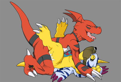 Agumon x Gabumon
art by kinglom
Keywords: anime;digimon;dragon;furry;canine;wolf;agumon;gabumon;male;M/M;missionary;anal;spooge;kinglom