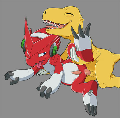 Agumon x Shoutmon 2
art by kinglom
Keywords: anime;digimon;dragon;agumon;shoutmon;male;M/M;penis;spoons;anal;spooge;kinglom