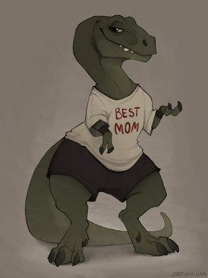 Best Mom
art by zazush-una
Keywords: dinosaur;theropod;tyrannosaurus_rex;trex;female;anthro;solo;non-adult;zazush-una