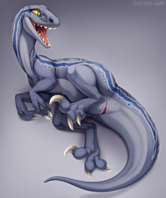 Blue Exposed
art by zazush-una
Keywords: jurassic_world;dinosaur;theropod;raptor;deinonychus;blue;female;feral;solo;cloaca;zazush-una