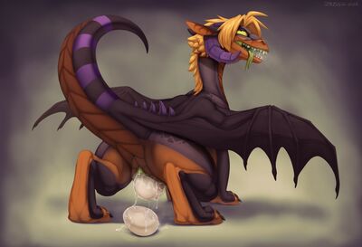 Eggs
art by zazush-una
Keywords: dragoness;female;feral;solo;vagina;egg;oviposition;spooge;zazush-una