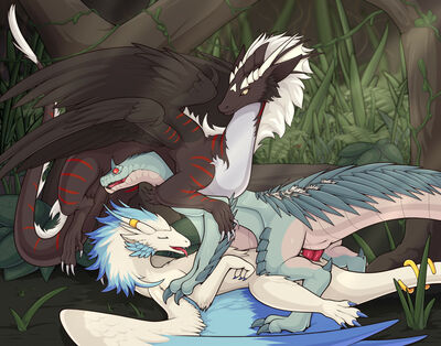 Tobi Boyfriend
art by zeamaeri
Keywords: videogame;monster_hunter;tobi_kadachi;dragon;dragoness;male;female;feral;M/F;threeway;penis;missionary;vaginal_penetration;oral;zeamaeri