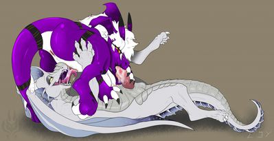 A Little For You, A Little For Me
art by zecon19
Keywords: dragon;dragoness;male;female;feral;M/F;penis;vagina;69;oral;spooge;zecon19