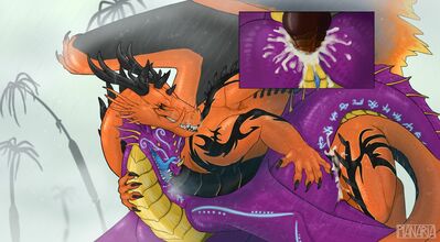 Dragoness Pleasured
art by zeethian
Keywords: dragon;dragoness;male;female;feral;M/F;penis;vagina;from_behind;anal;closeup;orgasm;ejaculation;spooge;zeethian