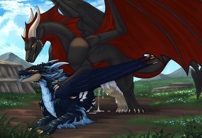 Field Breeding
art by zenrii
Keywords: dragon;dragoness;male;female;feral;M/F;from_behind;suggestive;spooge;zenrii