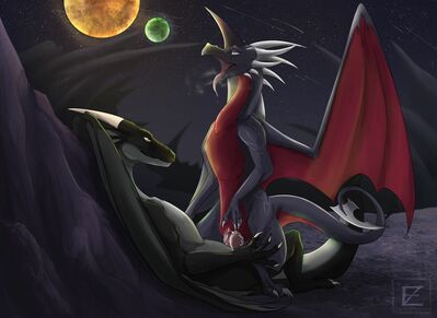 Sex Under The Stars
art by zweikopfeinhorn
Keywords: videogame;spyro_the_dragon;cynder;dragon;dragoness;male;female;feral;M/F;penis;cowgirl;vaginal_penetration;spooge;zweikopfeinhorn