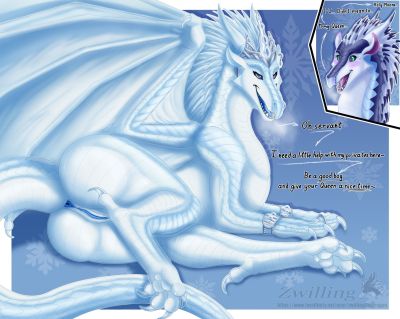 Queen_Snowfall 2 (Wings_of_Fire)
art by zwillingthedragon
Keywords: wings_of_fire;icewing;queen_snowfall;dragoness;female;feral;solo;vagina;presenting;zwillingthedragon