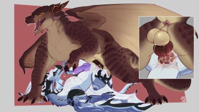 Bluejay and Bear (Wings_of_Fire)
art by zyria
Keywords: wings_of_fire;mudwing;rainwing;seawing;hybrid;dragon;male;feral;M/M;penis;missionary;anal;orgasm;ejaculation;spooge;closeup;zyria