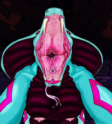 Xia open maw
First go at an open mouth vore picture... probably should have used a reference picture. 
Keywords: snake;naga;female;anthro;solo;vore;lokidragon
