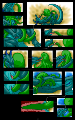 Xymedras Story P-02
art by xymedra
Keywords: comic;dragoness;female;feral;solo;tentacles;anal;vaginal_penetration;double_penetration;closeup;internal;xymedra