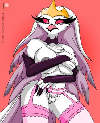 Stella (Helluva_Boss) 
art by cbear624
Keywords: cartoon;avian;bird;bird_demon;stella;helluva_boss;female;anthro;solo;breasts;vagina;cbear624