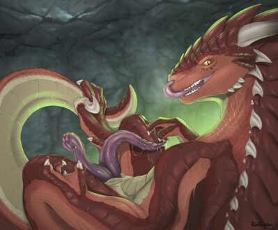 Double Trouble
art by redraptor16
Keywords: dragon;male;feral;solo;penis;hemipenis;spooge;redraptor16