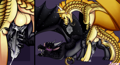 Sand x Night (Wings_of_Fire)
Finished commission! 
DM me on discord for info AxisAxis#0673
Keywords: wings_of_fire;nightwing;qibli;sandwing;dragon;male;feral;M/M;penis;from_behind;anal;masturbation;closeup;spooge;kuueen