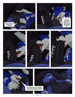 Black and Blue, page 4
art by wfa
Keywords: comic;dragon;furry;canine;wolf;male;anthro;M/M;penis;oral;closeup;wfa