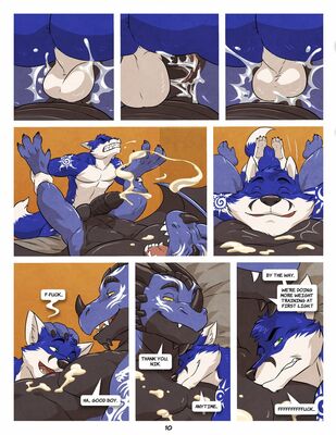 Black and Blue, page 10
art by wfa
Keywords: comic;dragon;furry;canine;wolf;male;anthro;M/M;penis;missionary;anal;ejaculation;spooge;wfa