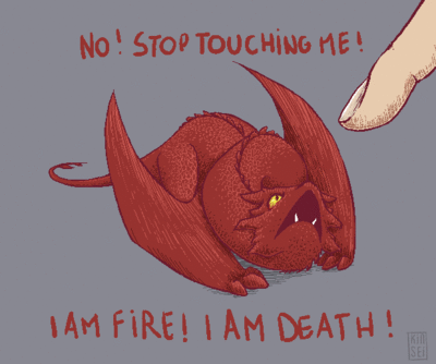 Stop Touching Me.gif
art by kin-sei
Keywords: video;animated_gif;lord_of_the_rings;lotr;dragon;wyvern;smaug;feral;solo;humor;non-adult;kin-sei